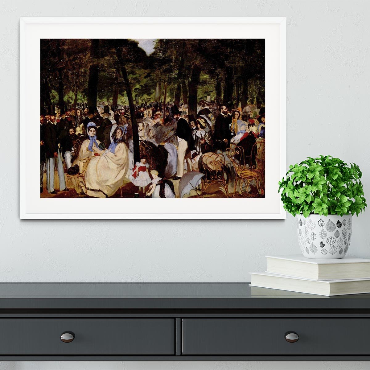 Music in Tuilerie Garden by Manet Framed Print - Canvas Art Rocks - 5