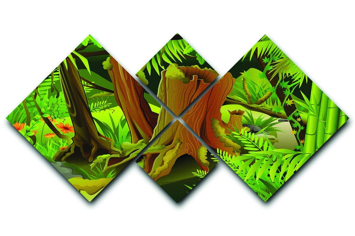 Mystic Jungle 4 Square Multi Panel Canvas - Canvas Art Rocks - 1