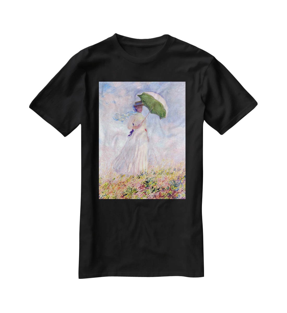 Nainen ja paivanvarjo by Monet T-Shirt - Canvas Art Rocks - 1