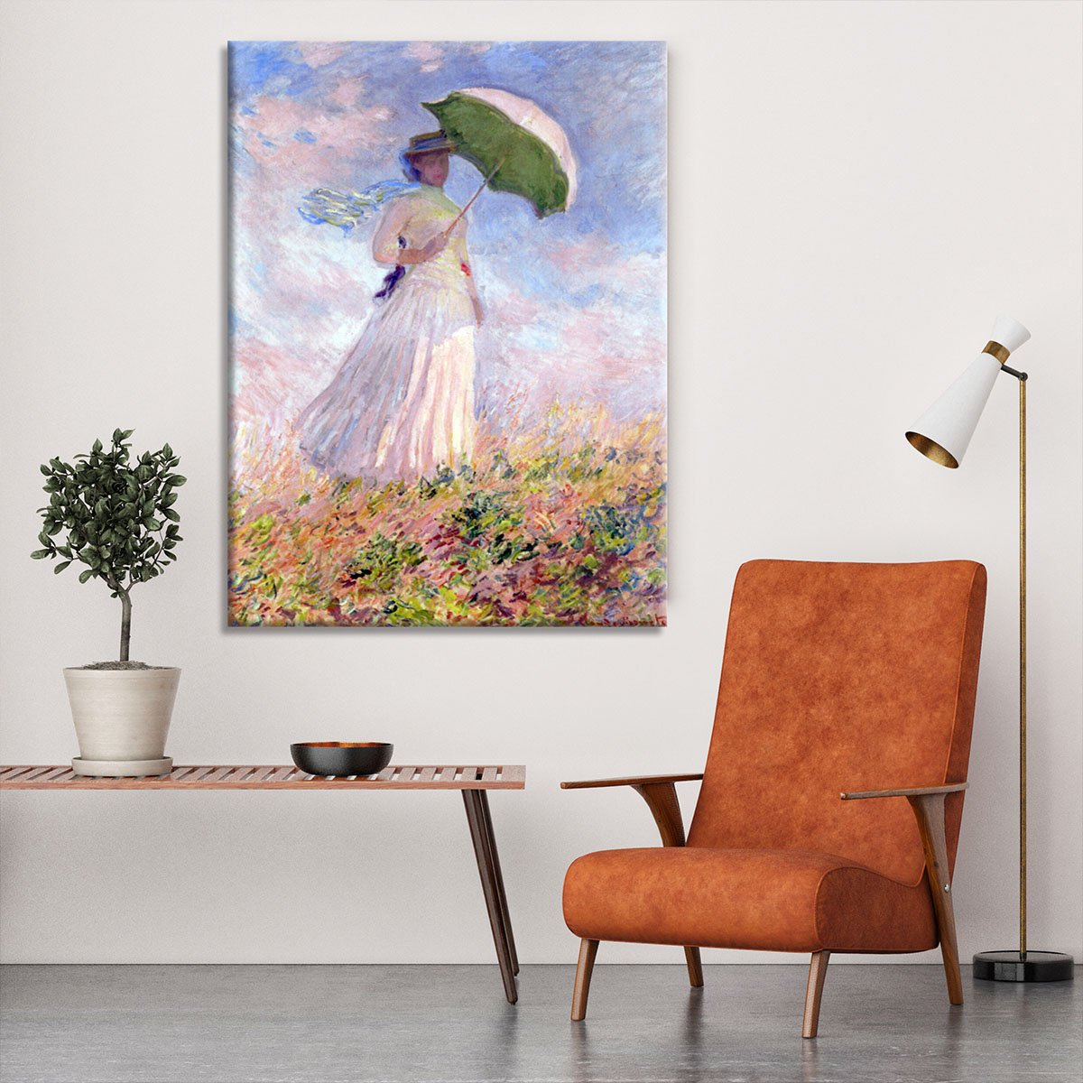 Nainen ja paivanvarjo by Monet Canvas Print or Poster