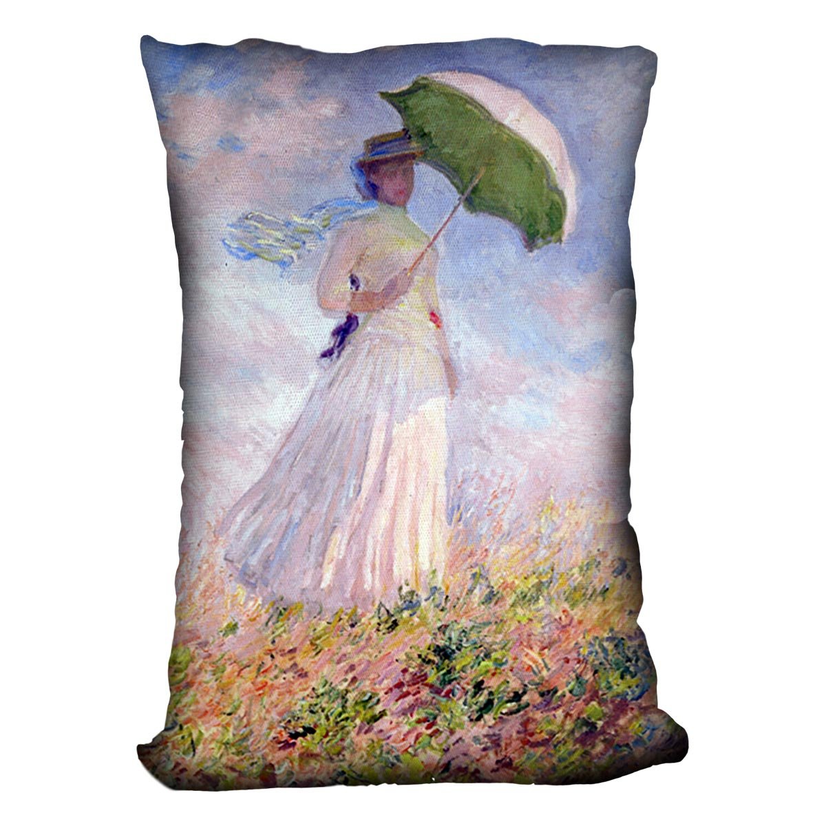 Nainen ja paivanvarjo by Monet Throw Pillow