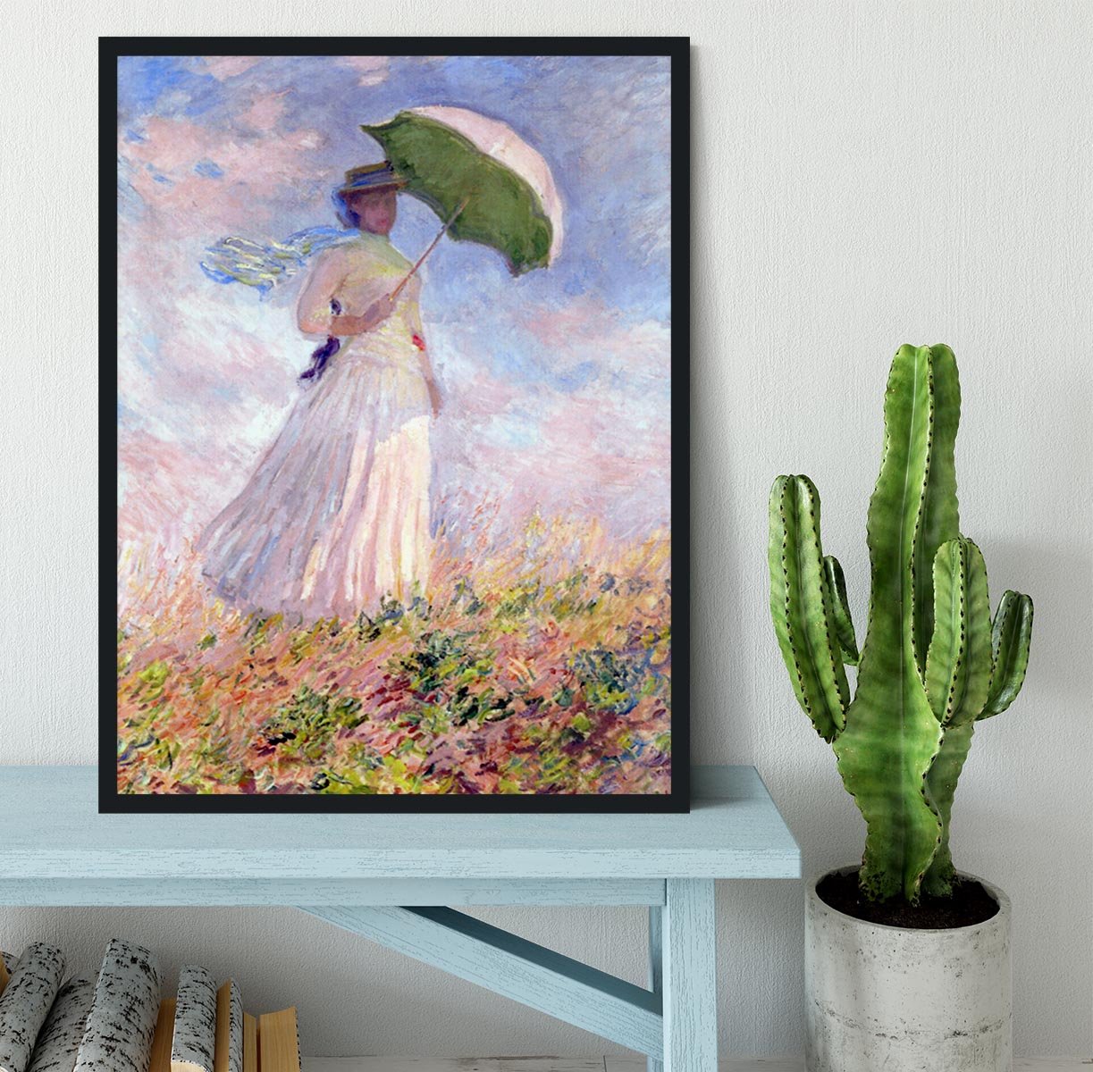 Nainen ja paivanvarjo by Monet Framed Print - Canvas Art Rocks - 2