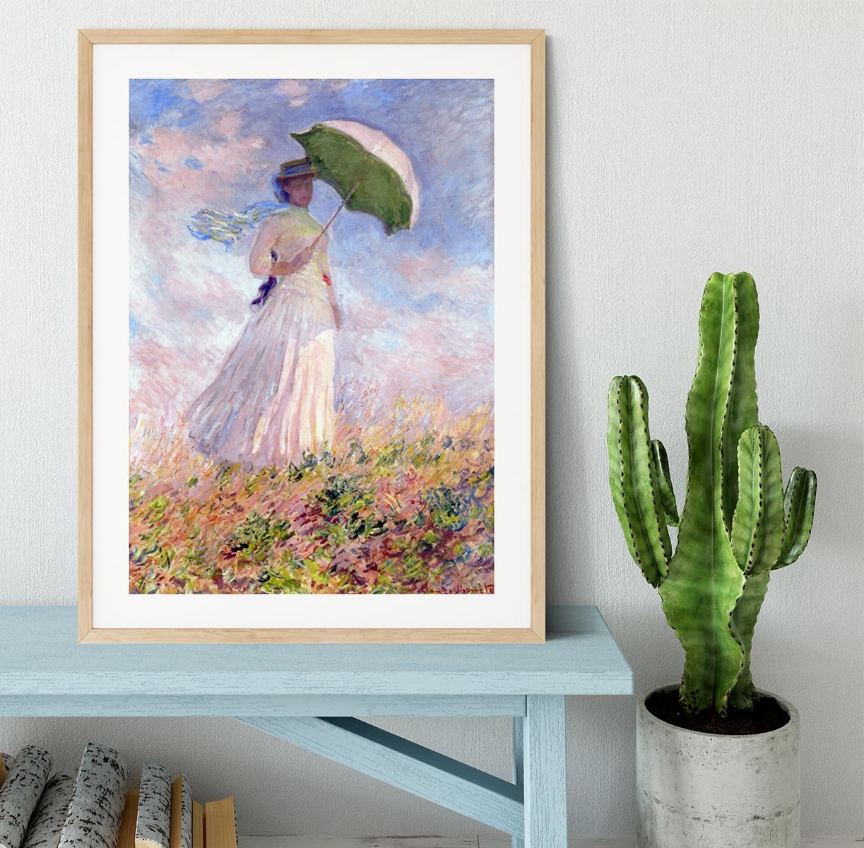 Nainen ja paivanvarjo by Monet Framed Print - Canvas Art Rocks - 3