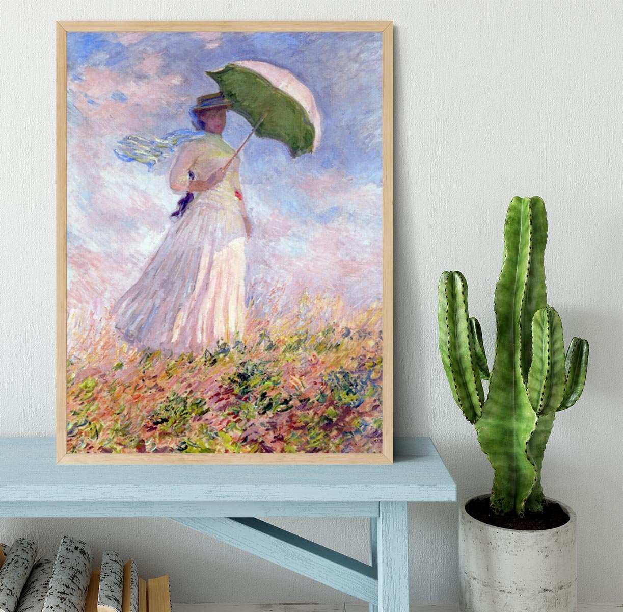 Nainen ja paivanvarjo by Monet Framed Print - Canvas Art Rocks - 4