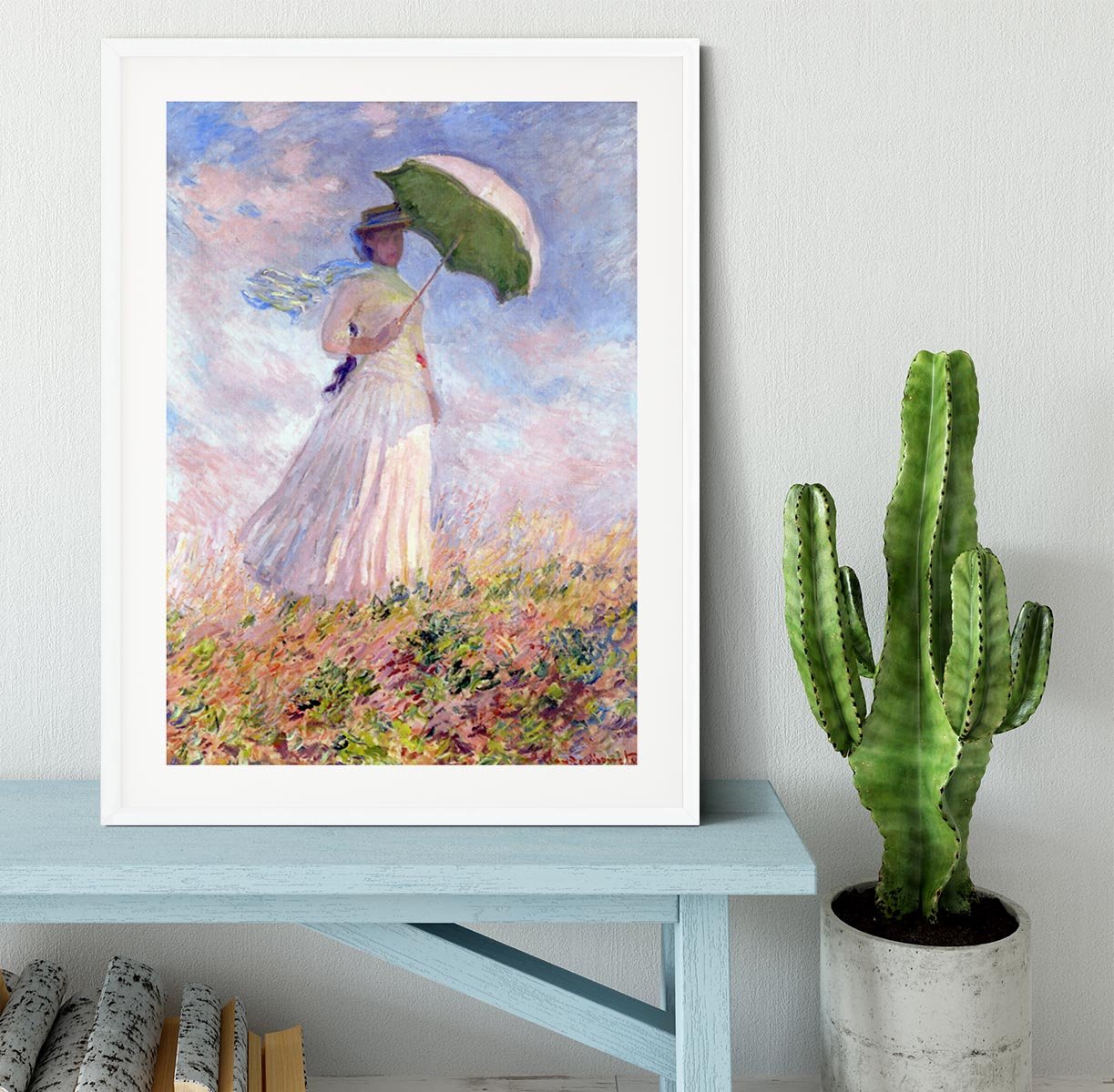 Nainen ja paivanvarjo by Monet Framed Print - Canvas Art Rocks - 5