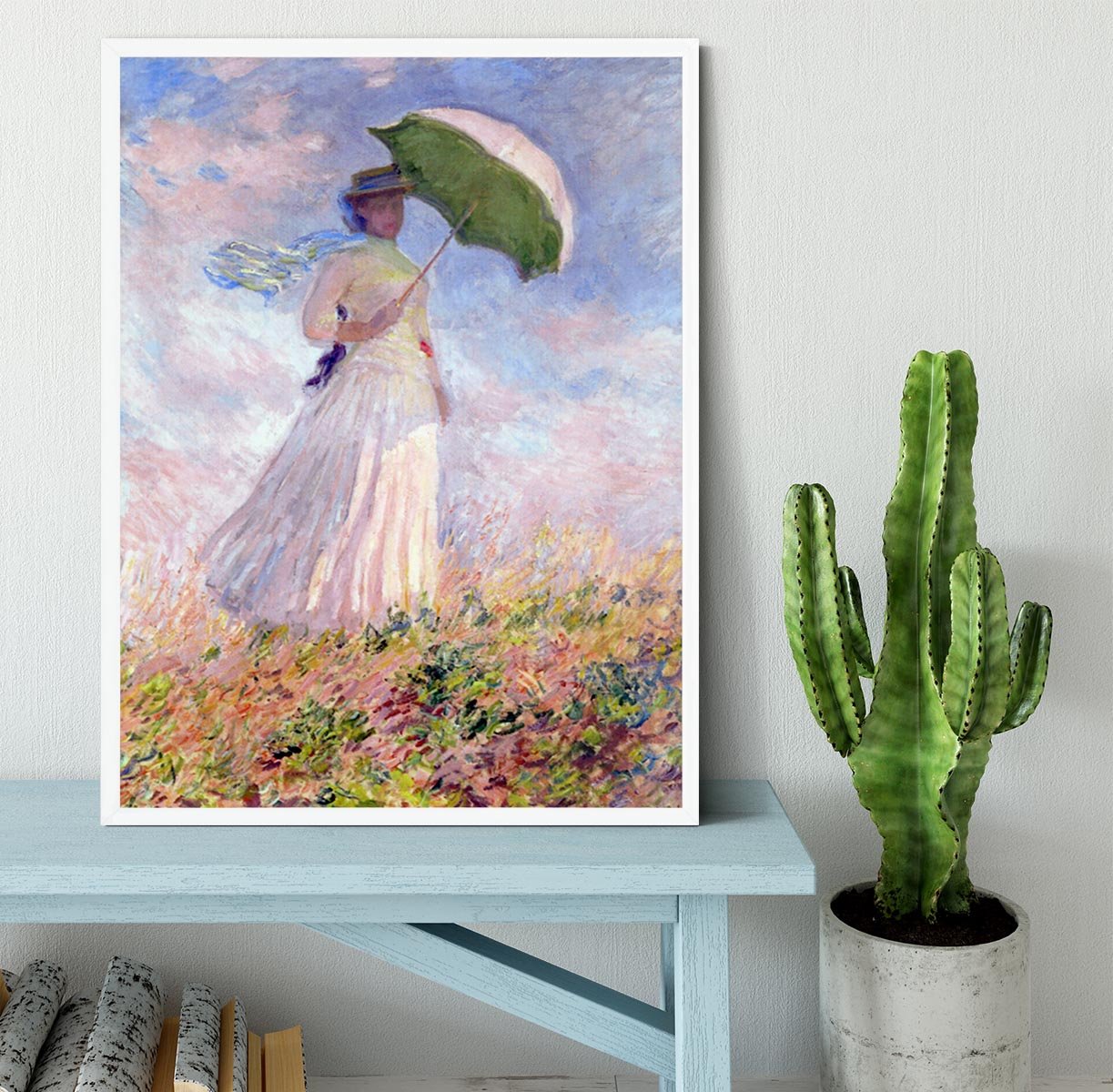 Nainen ja paivanvarjo by Monet Framed Print - Canvas Art Rocks -6