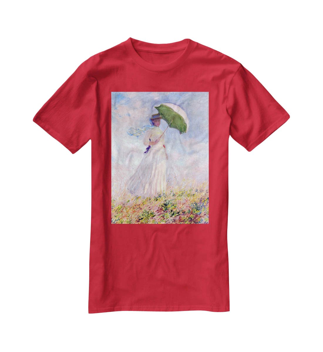 Nainen ja paivanvarjo by Monet T-Shirt - Canvas Art Rocks - 4