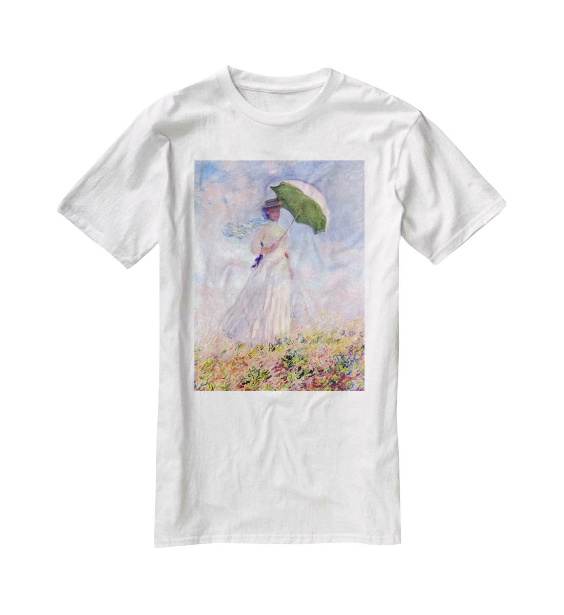 Nainen ja paivanvarjo by Monet T-Shirt - Canvas Art Rocks - 5