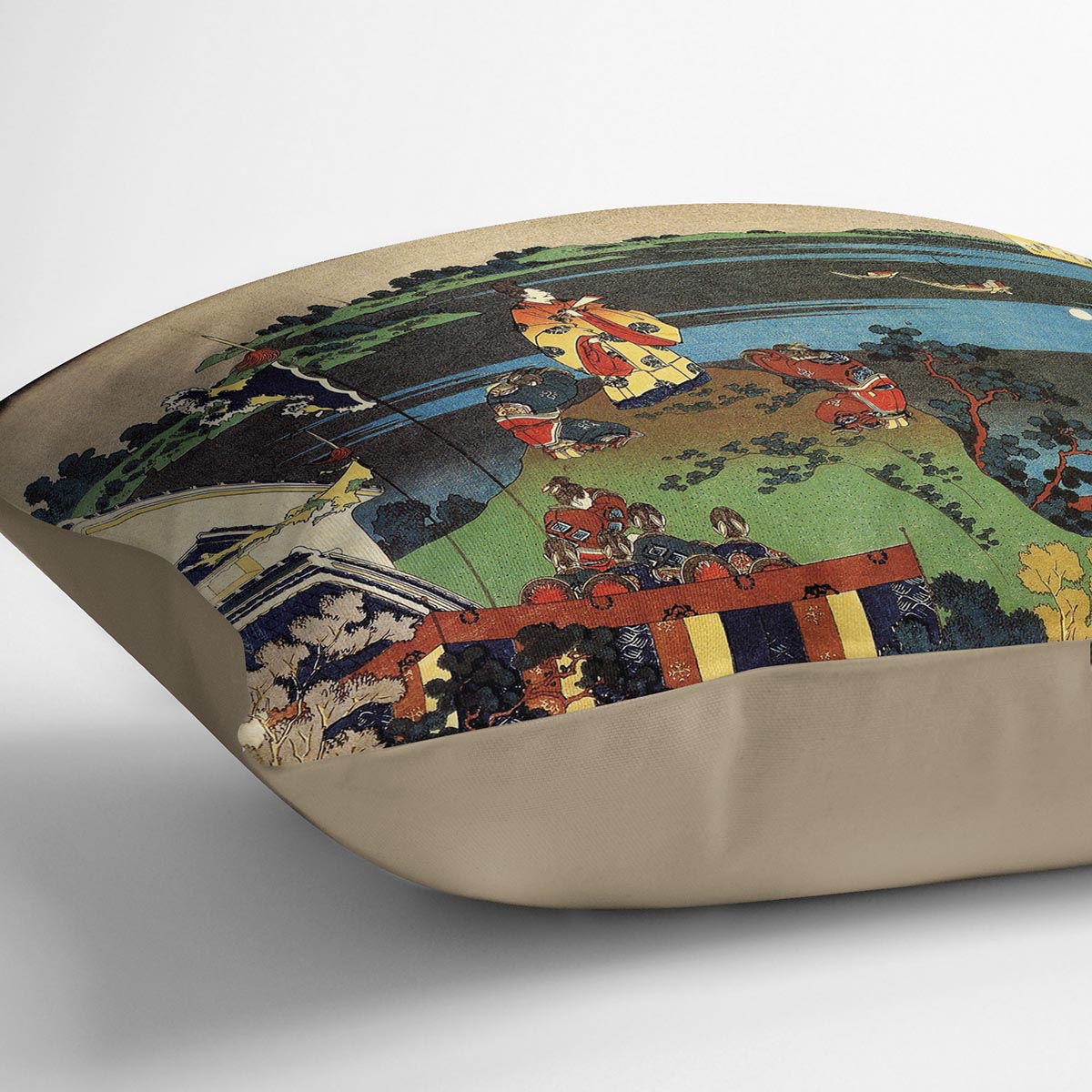 Nakamaro looking at the moon by Hokusai Cushion