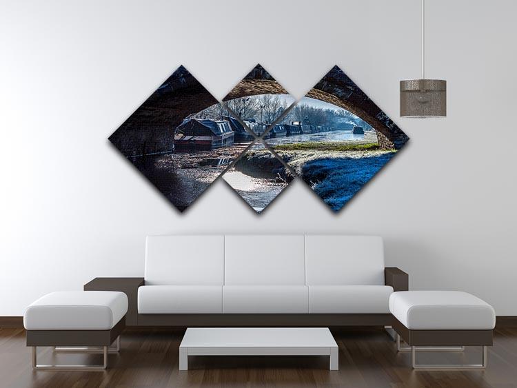 Narrowboats on the Oxford Canal 4 Square Multi Panel Canvas - Canvas Art Rocks - 3
