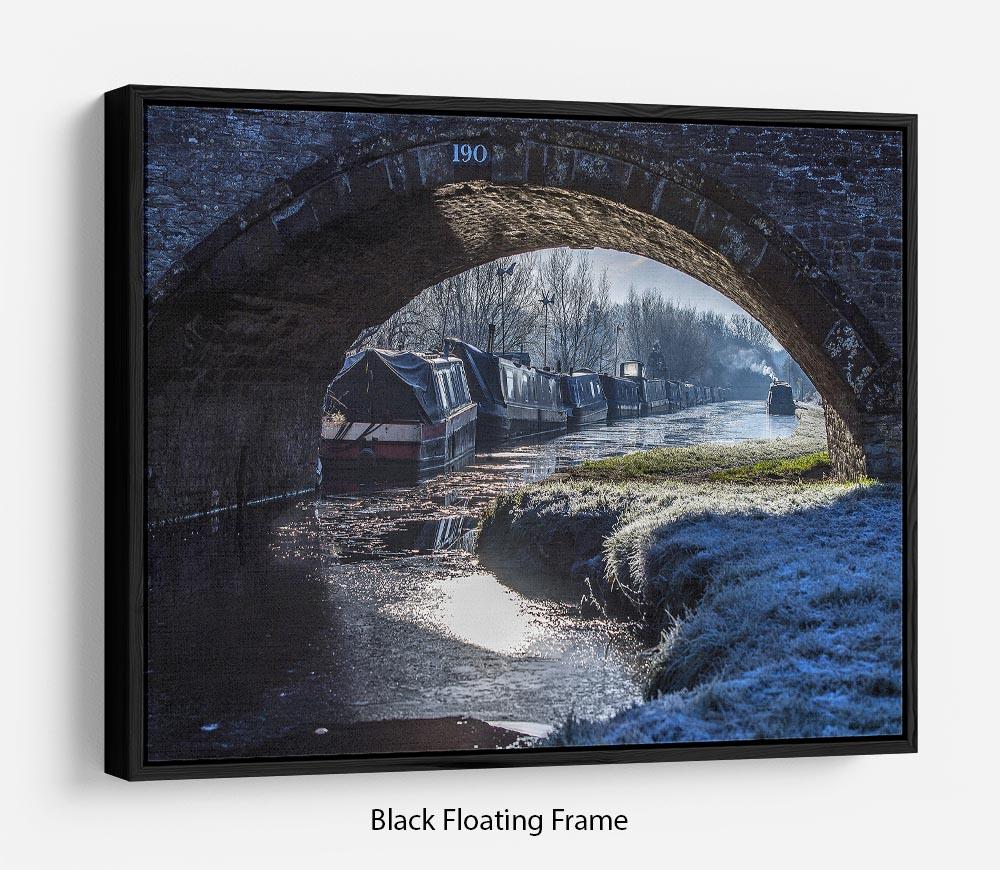 Narrowboats on the Oxford Canal Floating Frame Canvas - Canvas Art Rocks - 1