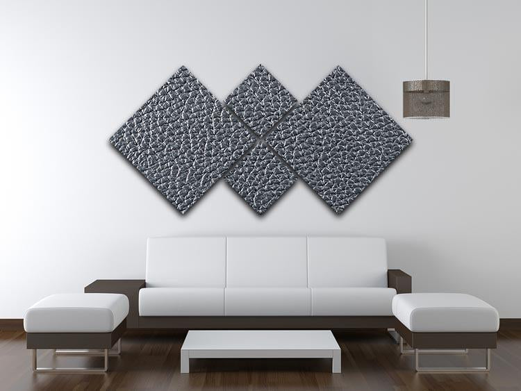 Natural qualitative black leather 4 Square Multi Panel Canvas  - Canvas Art Rocks - 3
