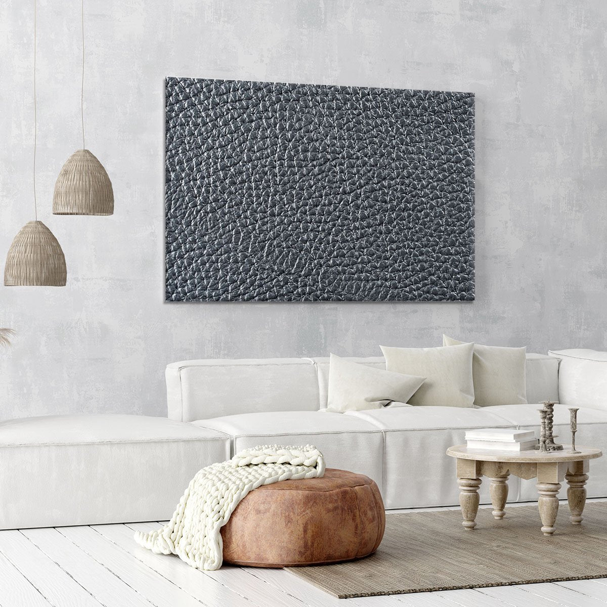 Natural qualitative black leather Canvas Print or Poster