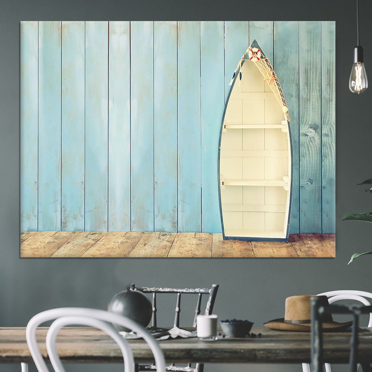 Nautical boat shape shelves Canvas Print or Poster