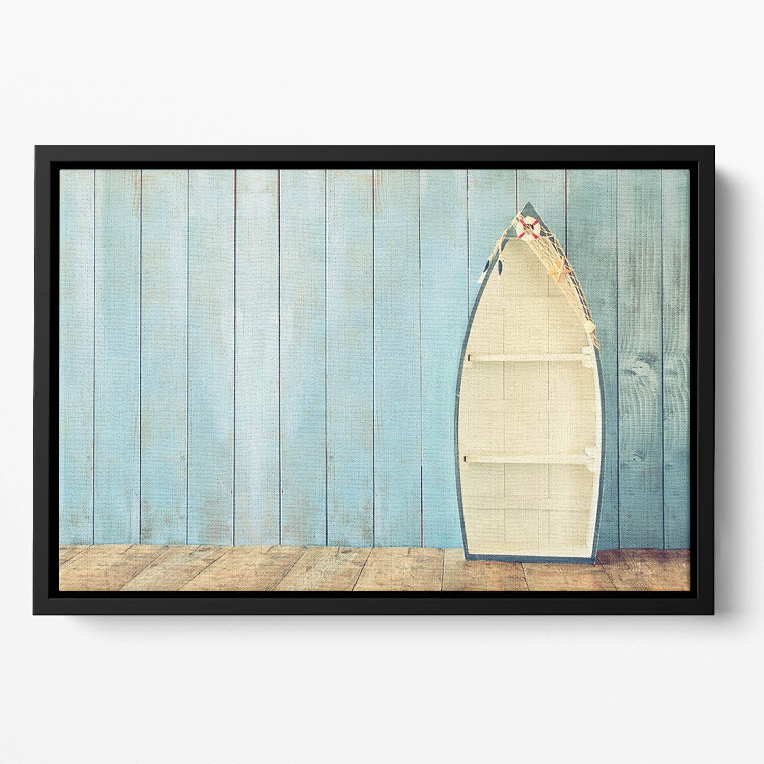 Nautical boat shape shelves Floating Framed Canvas