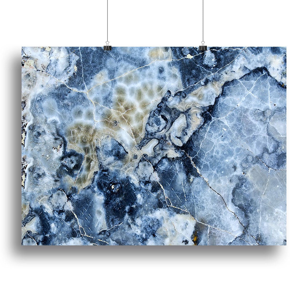 Navy Cracked and Speckled Marble Canvas Print or Poster