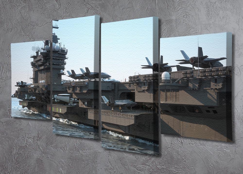 Navy aircraft carrier angled view 4 Split Panel Canvas  - Canvas Art Rocks - 2