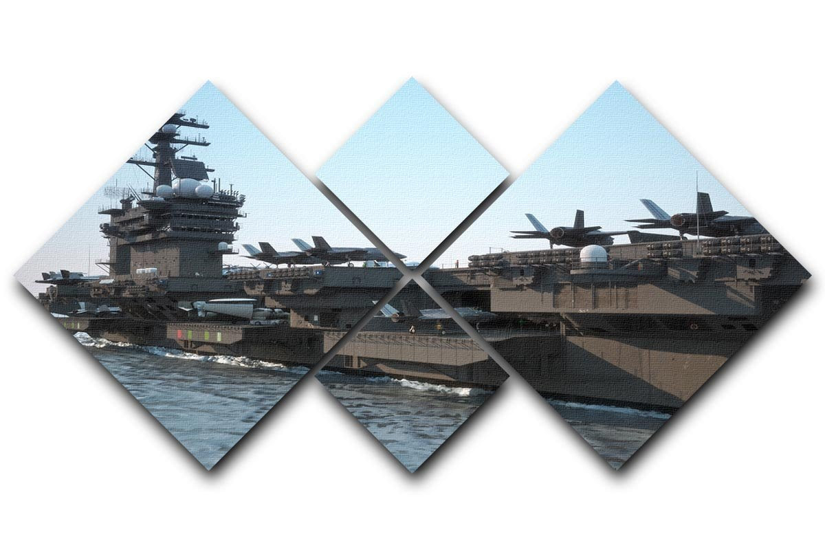 Navy aircraft carrier angled view 4 Square Multi Panel Canvas  - Canvas Art Rocks - 1