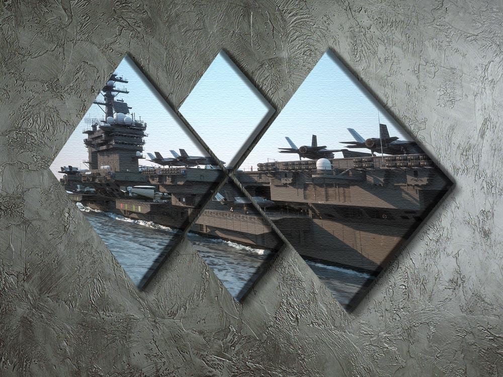 Navy aircraft carrier angled view 4 Square Multi Panel Canvas  - Canvas Art Rocks - 2