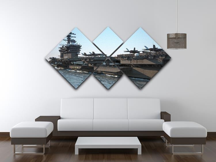 Navy aircraft carrier angled view 4 Square Multi Panel Canvas  - Canvas Art Rocks - 3