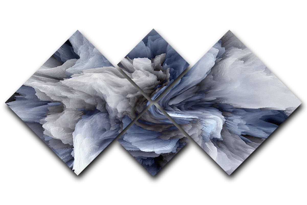 Navy and White Abstract Watercolour 4 Square Multi Panel Canvas - Canvas Art Rocks - 1