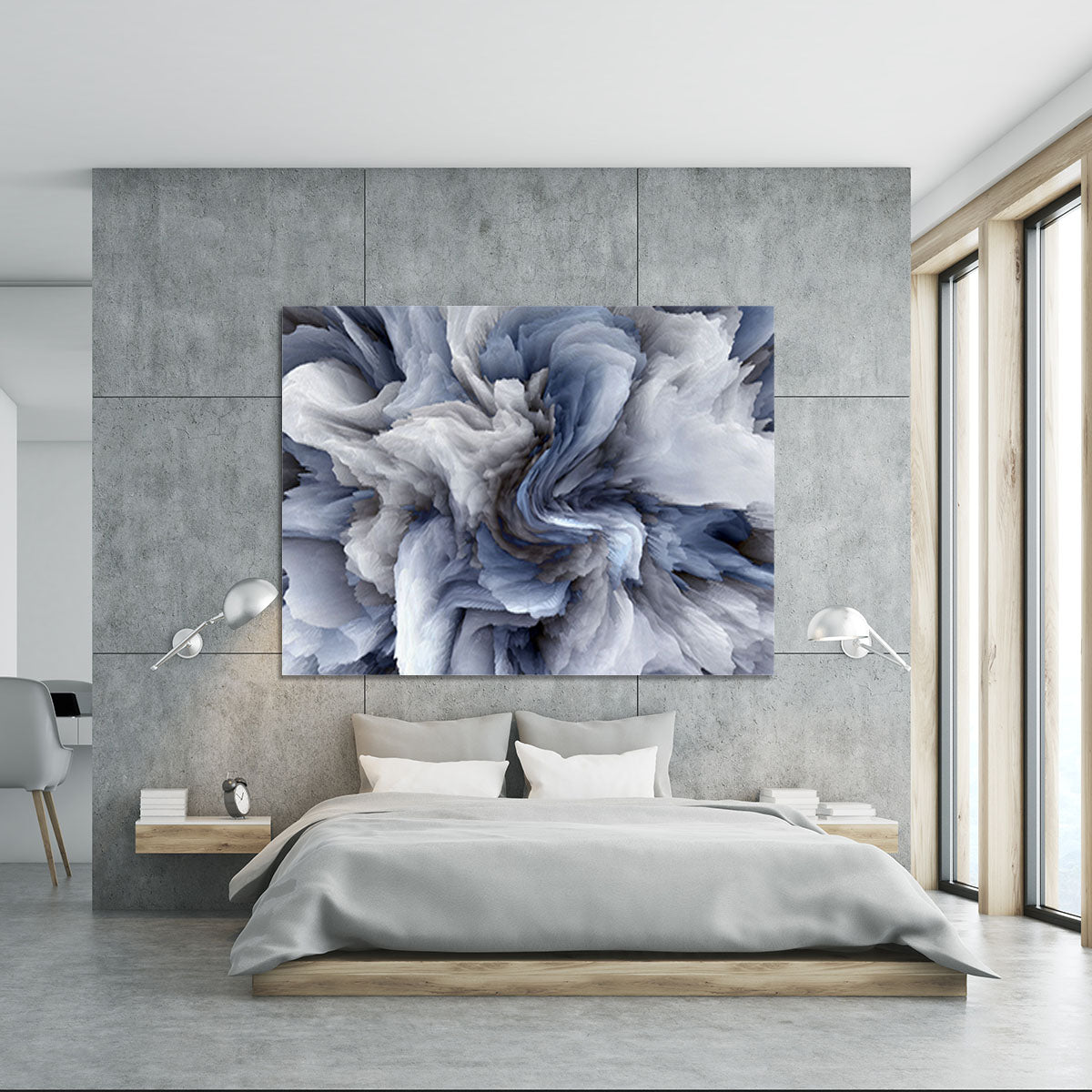 Navy and White Abstract Watercolour Canvas Print or Poster - Canvas Art Rocks - 5