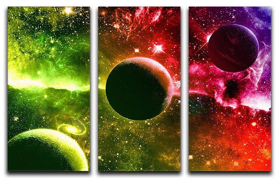Nebula Stars and Planets 3 Split Panel Canvas Print - Canvas Art Rocks - 1