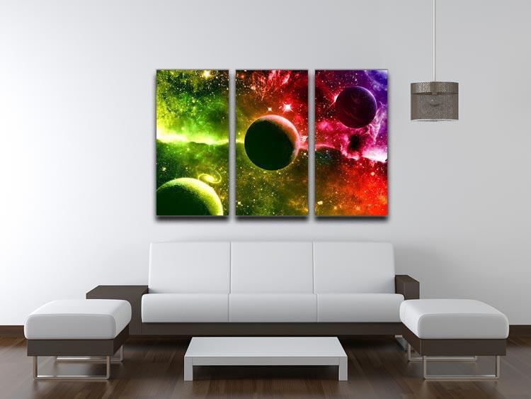 Nebula Stars and Planets 3 Split Panel Canvas Print - Canvas Art Rocks - 3