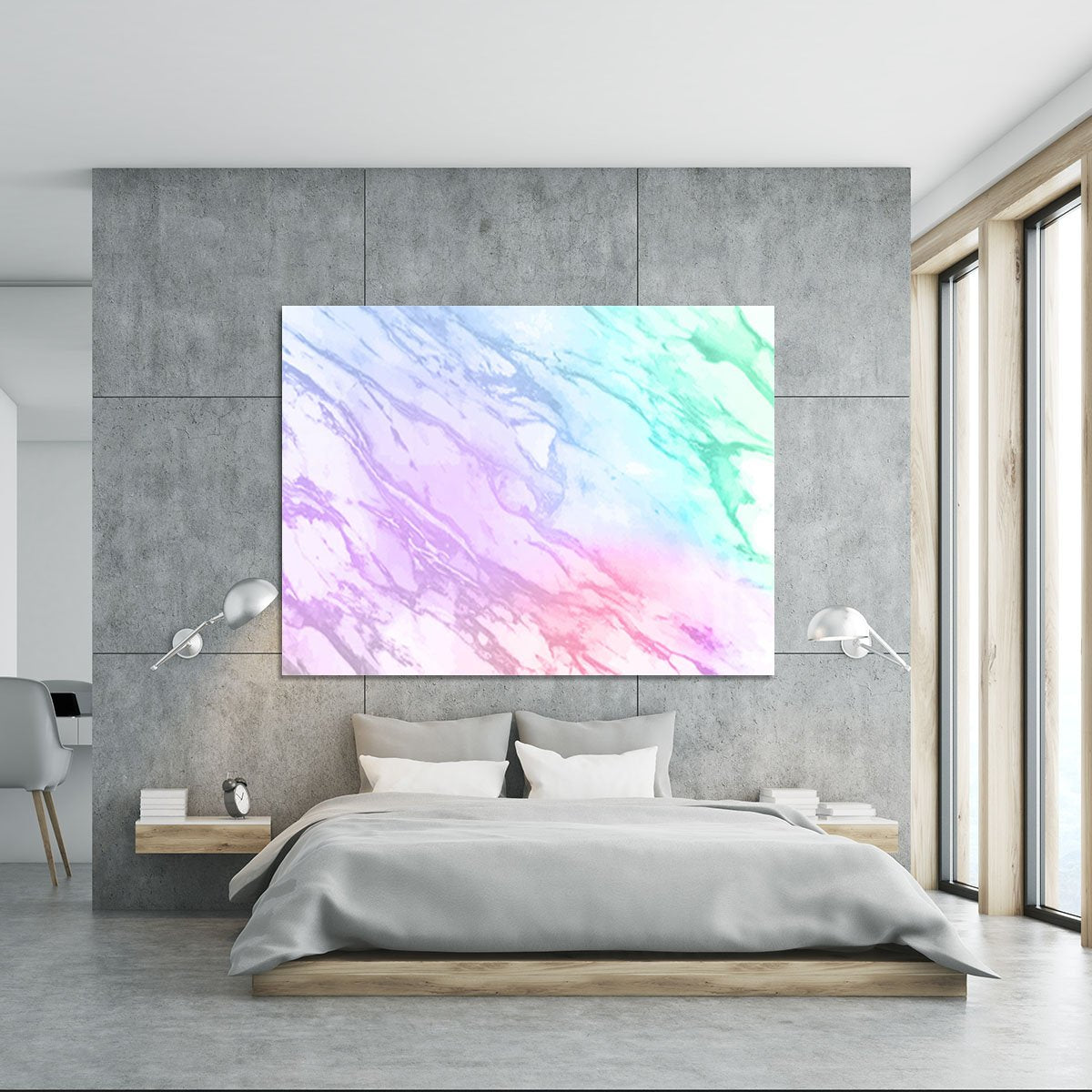 Neon Striped Marble Canvas Print or Poster