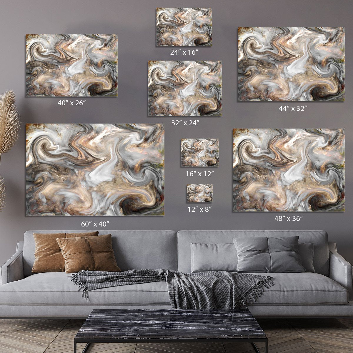 Neutral Stone Swirl Marble Canvas Print or Poster