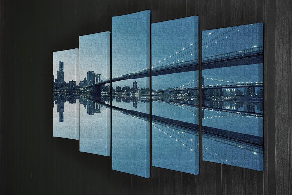 New York City Manhattan skyline panorama 5 Split Panel Canvas  - Canvas Art Rocks - 2