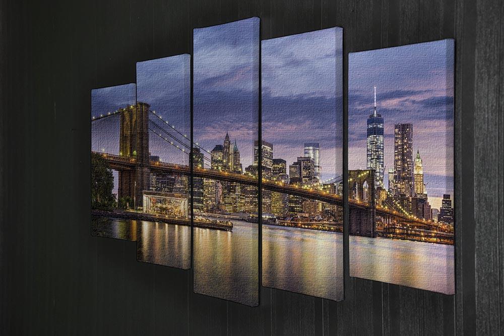 New York City at twilight 5 Split Panel Canvas  - Canvas Art Rocks - 2