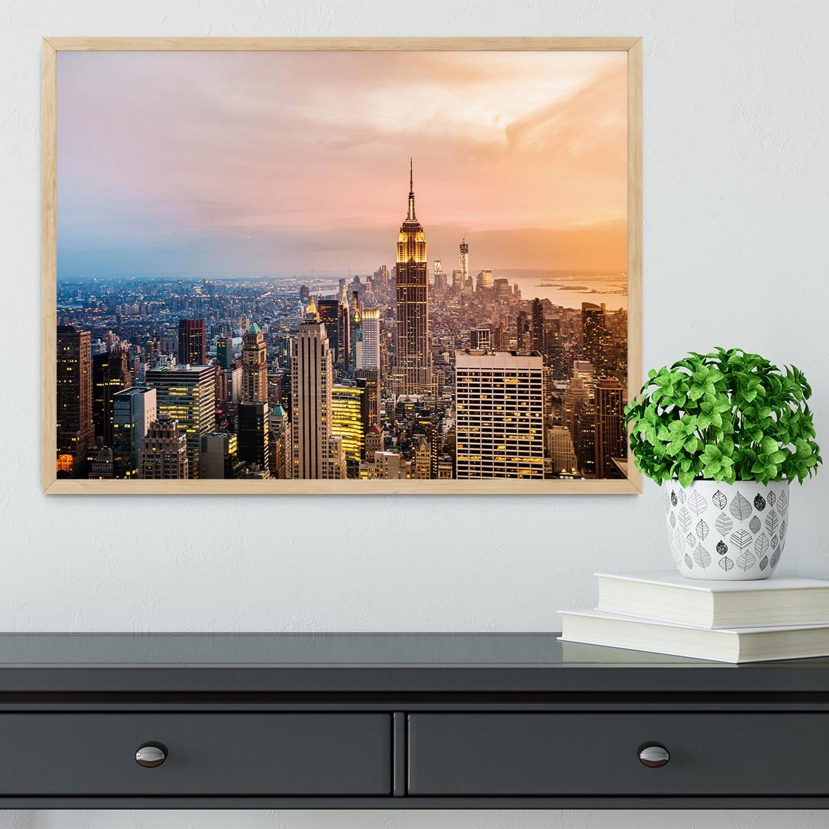 New York City skyline at sunset Framed Print - Canvas Art Rocks - 4