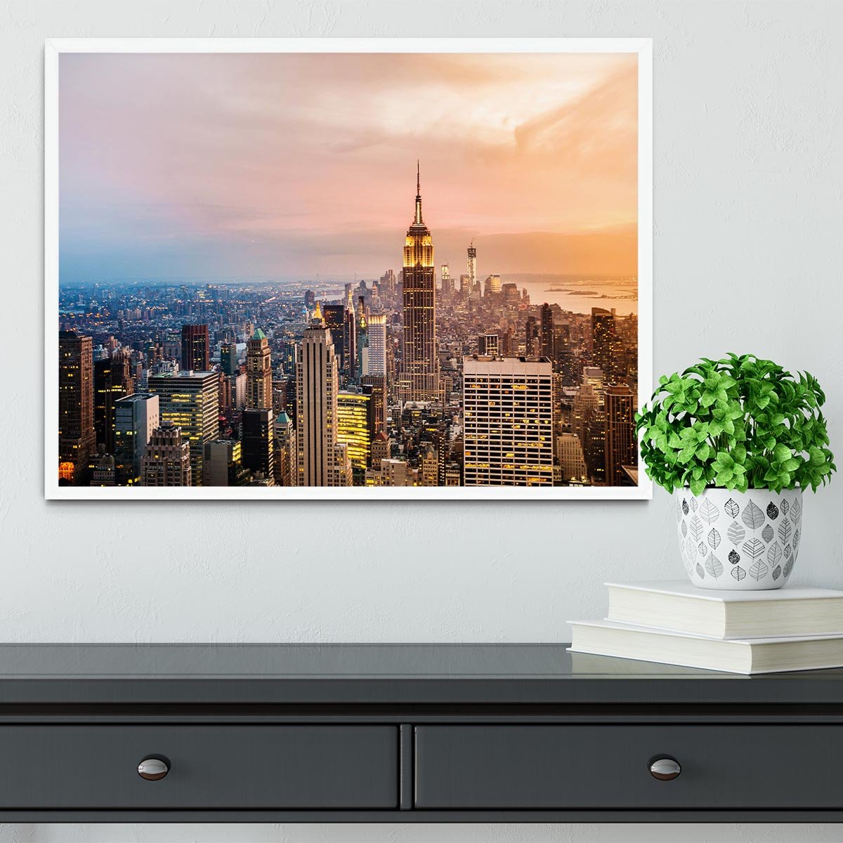 New York City skyline at sunset Framed Print - Canvas Art Rocks -6