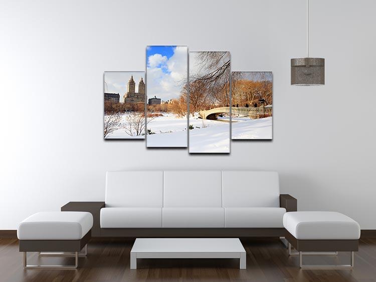 New York Manhattan Central Park panorama winter 4 Split Panel Canvas  - Canvas Art Rocks - 3