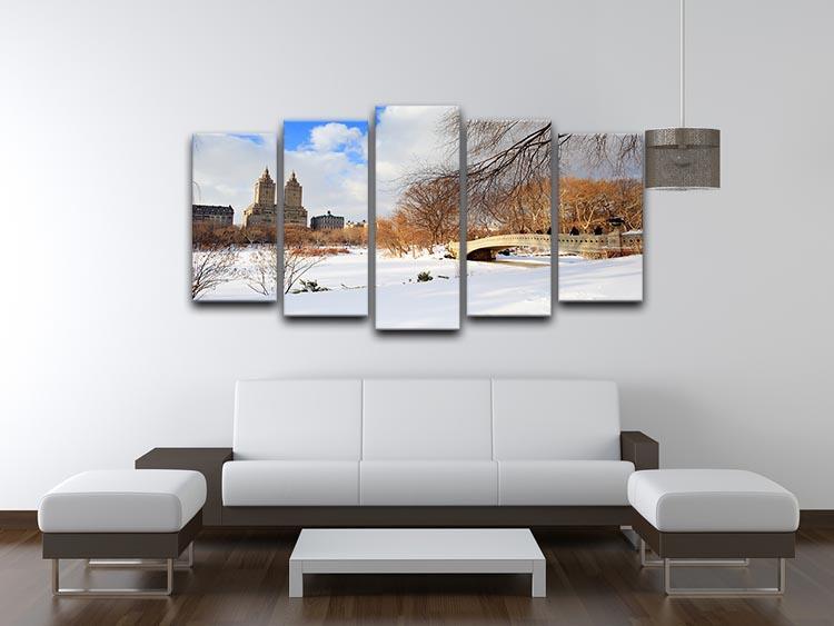 New York Manhattan Central Park panorama winter 5 Split Panel Canvas  - Canvas Art Rocks - 3