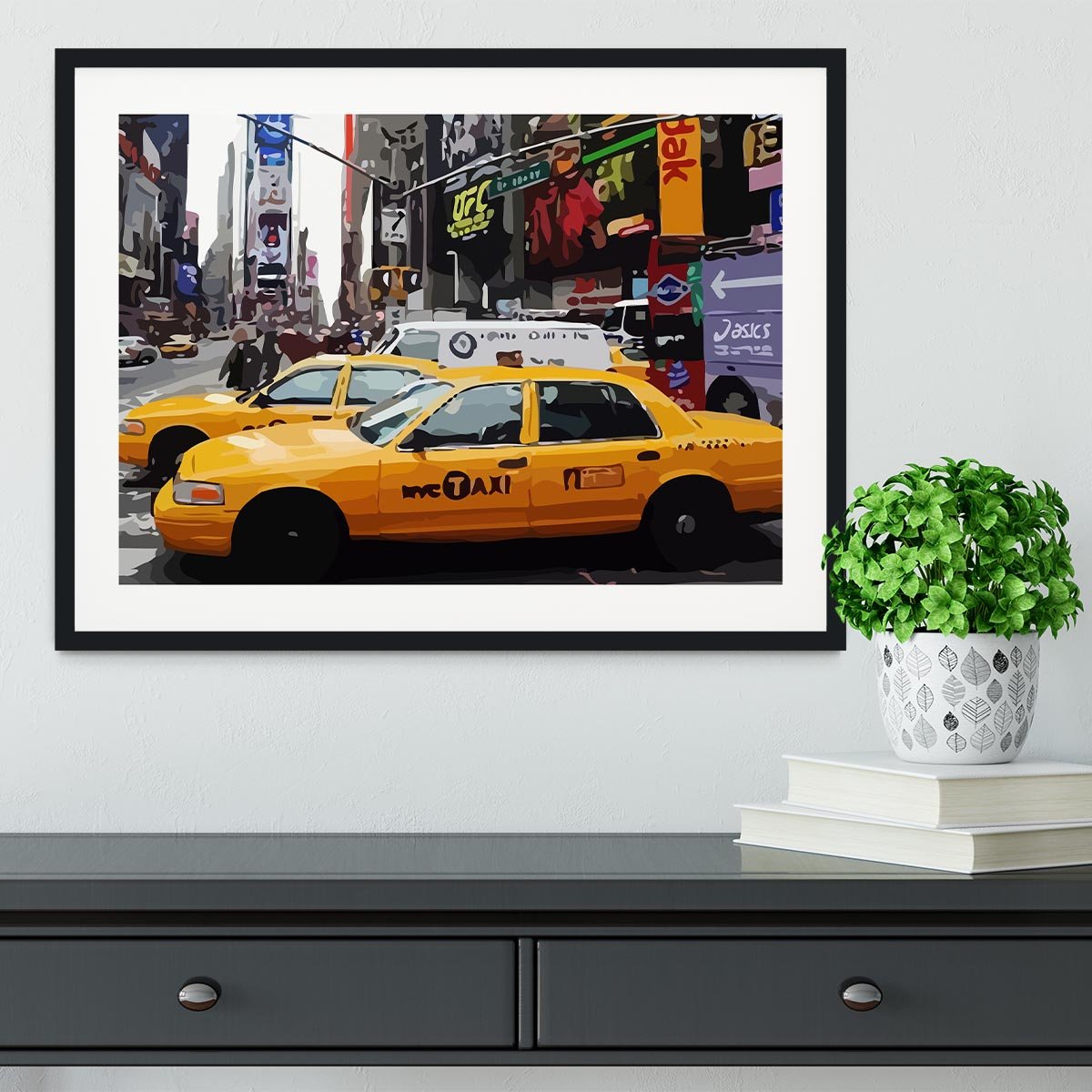New York Taxis Times Square Framed Print - Canvas Art Rocks - 1