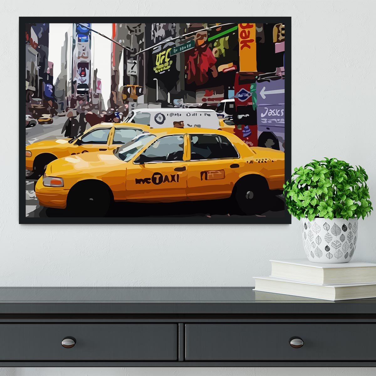 New York Taxis Times Square Framed Print - Canvas Art Rocks - 2