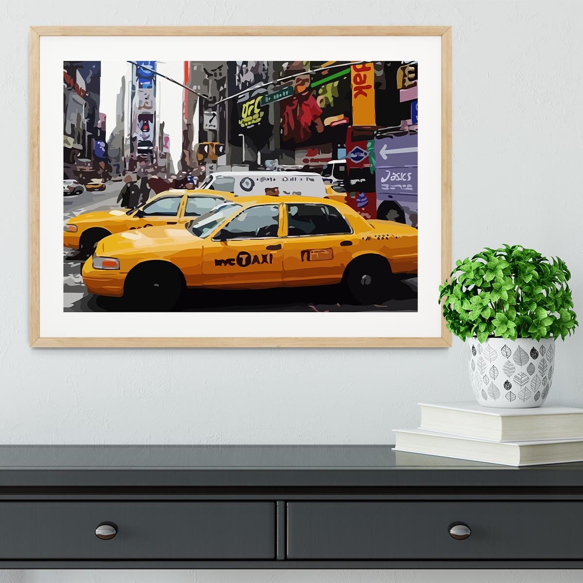 New York Taxis Times Square Framed Print - Canvas Art Rocks - 3