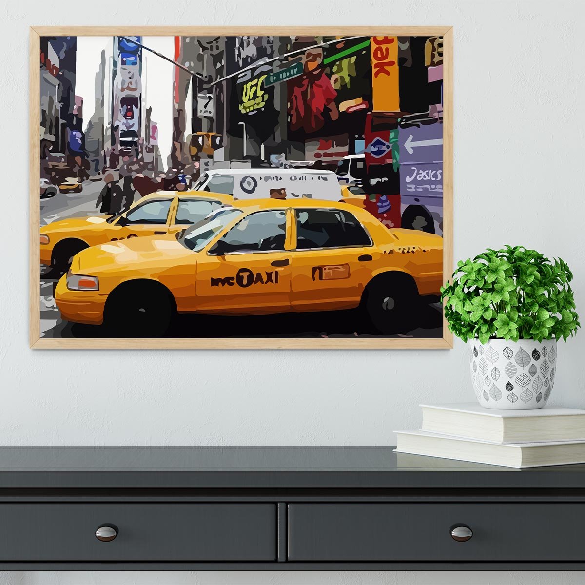 New York Taxis Times Square Framed Print - Canvas Art Rocks - 4