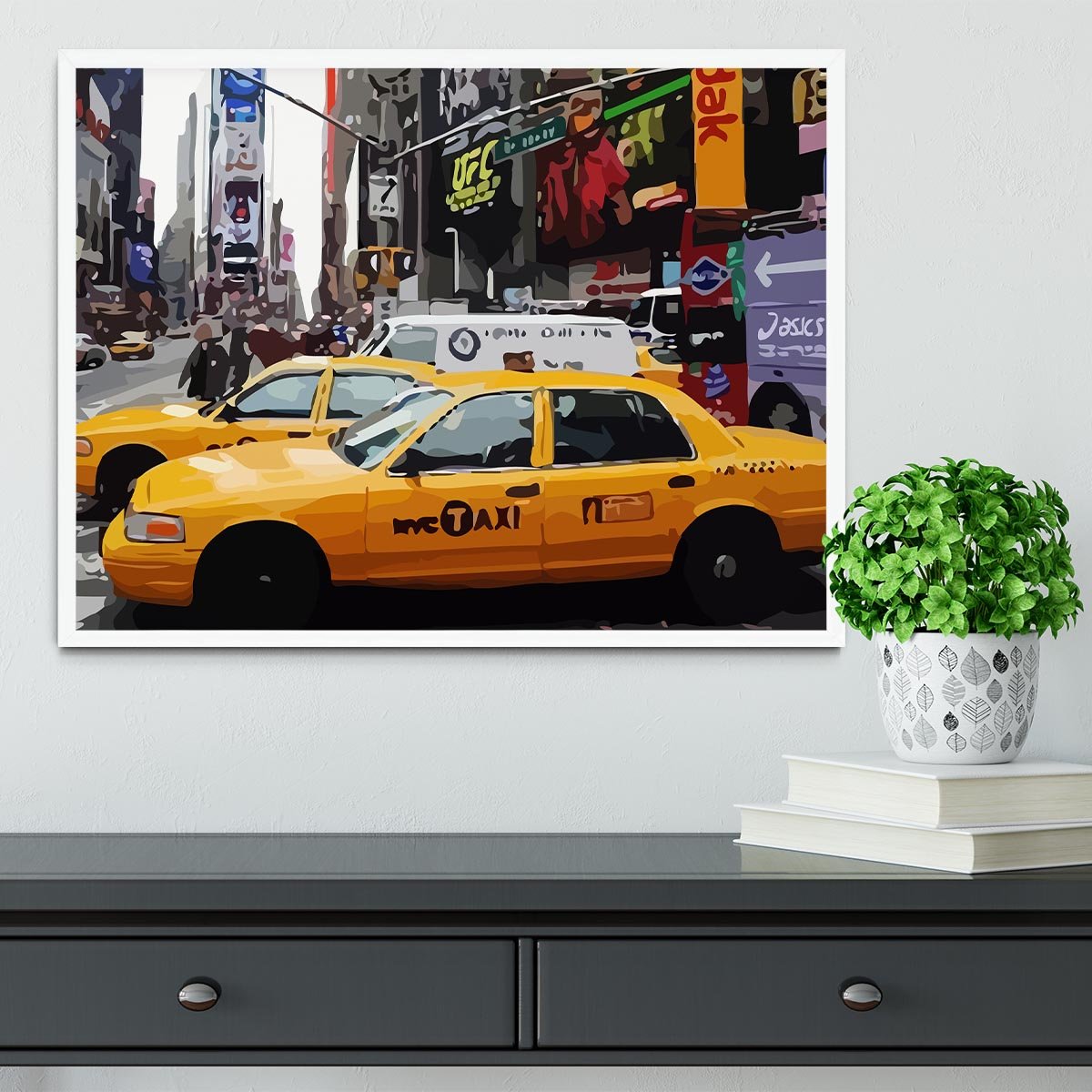 New York Taxis Times Square Framed Print - Canvas Art Rocks -6