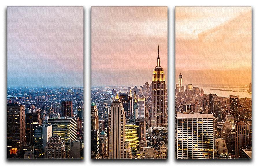New York skyline skyscrapers at sunset 3 Split Panel Canvas Print - Canvas Art Rocks - 1