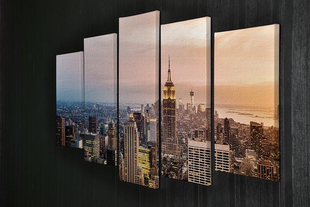 New York skyline skyscrapers at sunset 5 Split Panel Canvas  - Canvas Art Rocks - 2