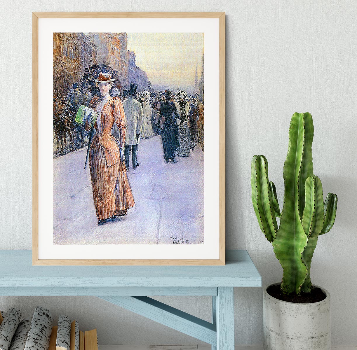 New York street scene by Hassam Framed Print - Canvas Art Rocks - 3