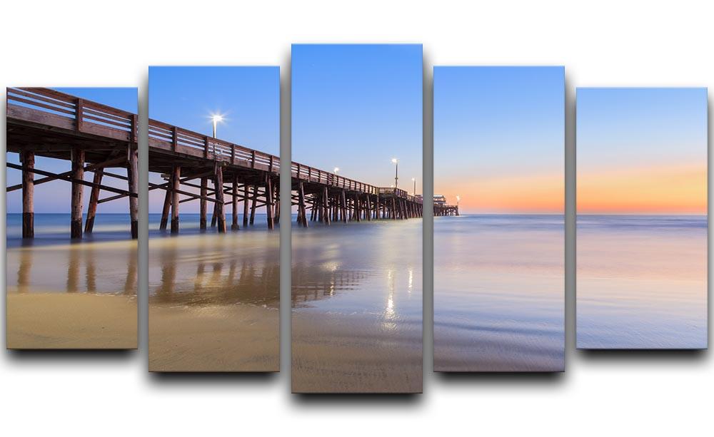 Newport Beach pier after sunset 5 Split Panel Canvas - Canvas Art Rocks - 1