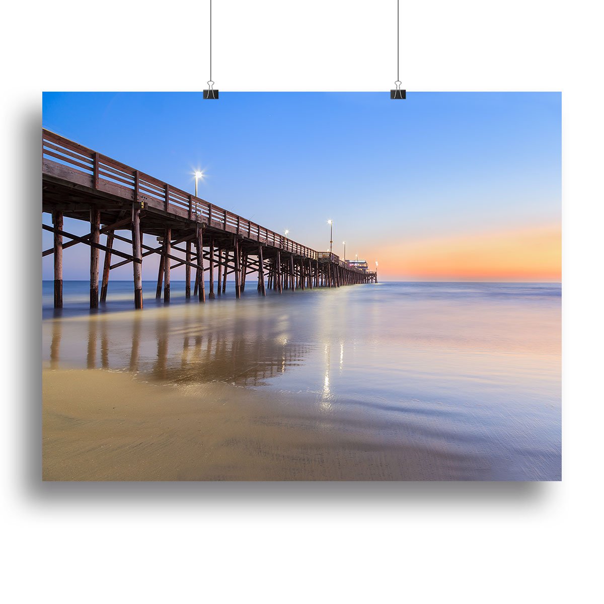 Newport Beach pier after sunset Canvas Print or Poster