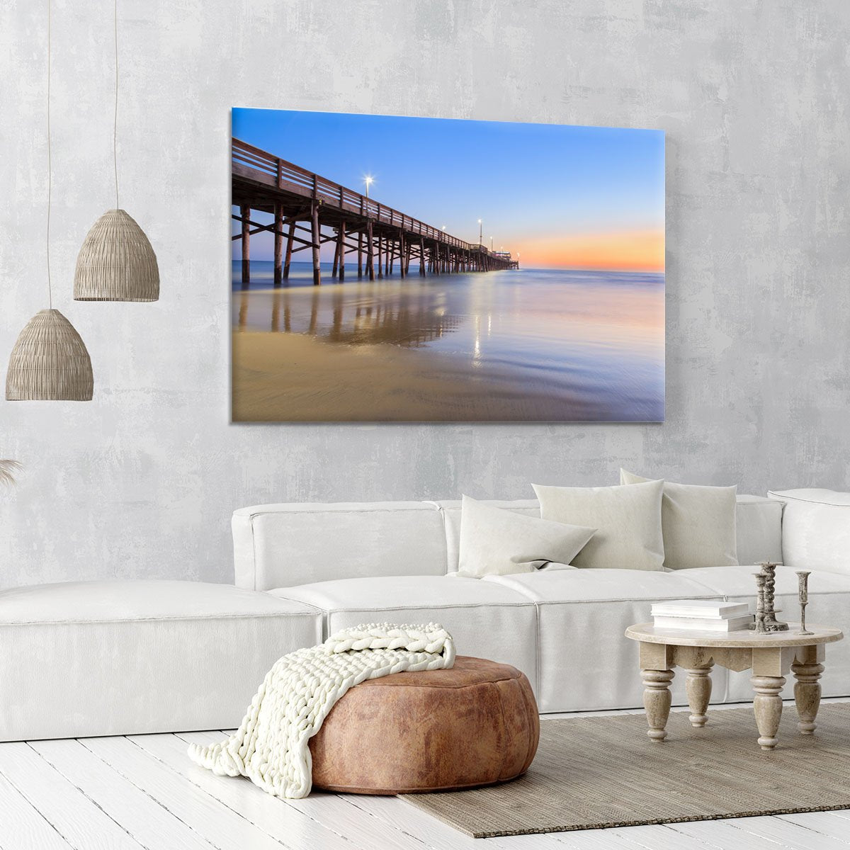 Newport Beach pier after sunset Canvas Print or Poster