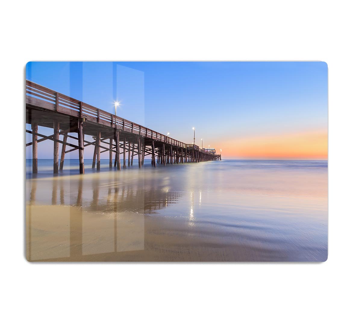 Newport Beach pier after sunset HD Metal Print - Canvas Art Rocks - 1