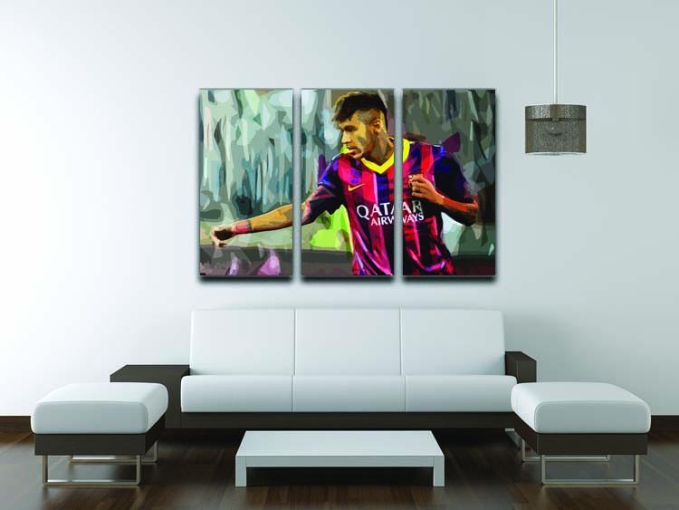 Neymar 3 Split Panel Canvas Print - Canvas Art Rocks - 3