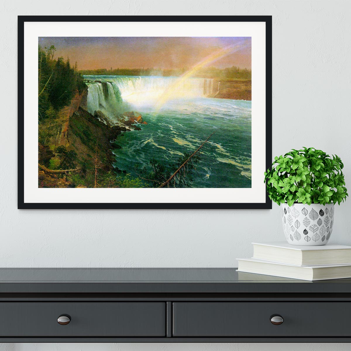 Niagra Falls by Bierstadt Framed Print - Canvas Art Rocks - 1